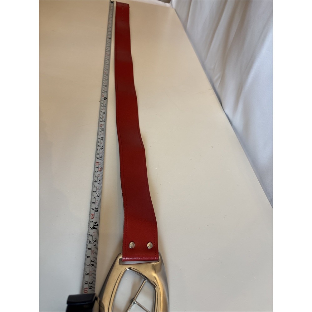 Vtg 1985 Ladies Wide Leather Boston Red Belt # 9993 38" Adjustable Y2K Boho